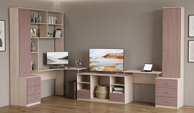 Угловой письменный стол для двоих Виктория 29 BMS из ЛДСП