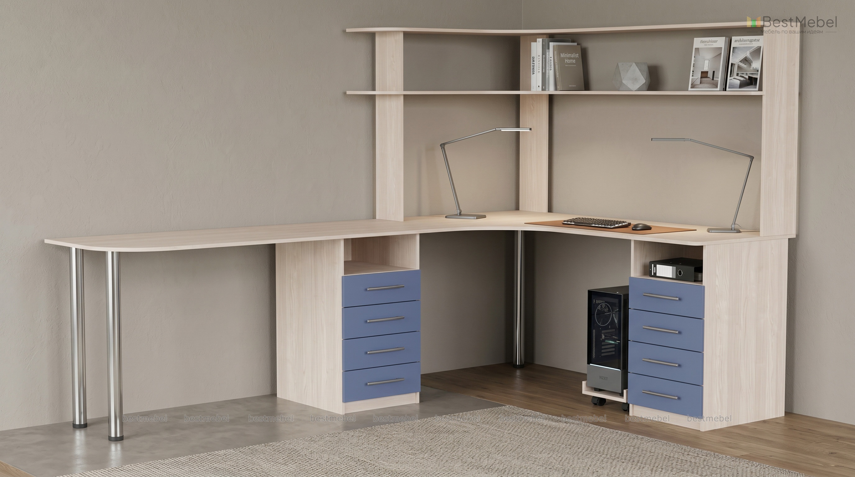 Угловой письменный стол для двоих Нико 81 BMS