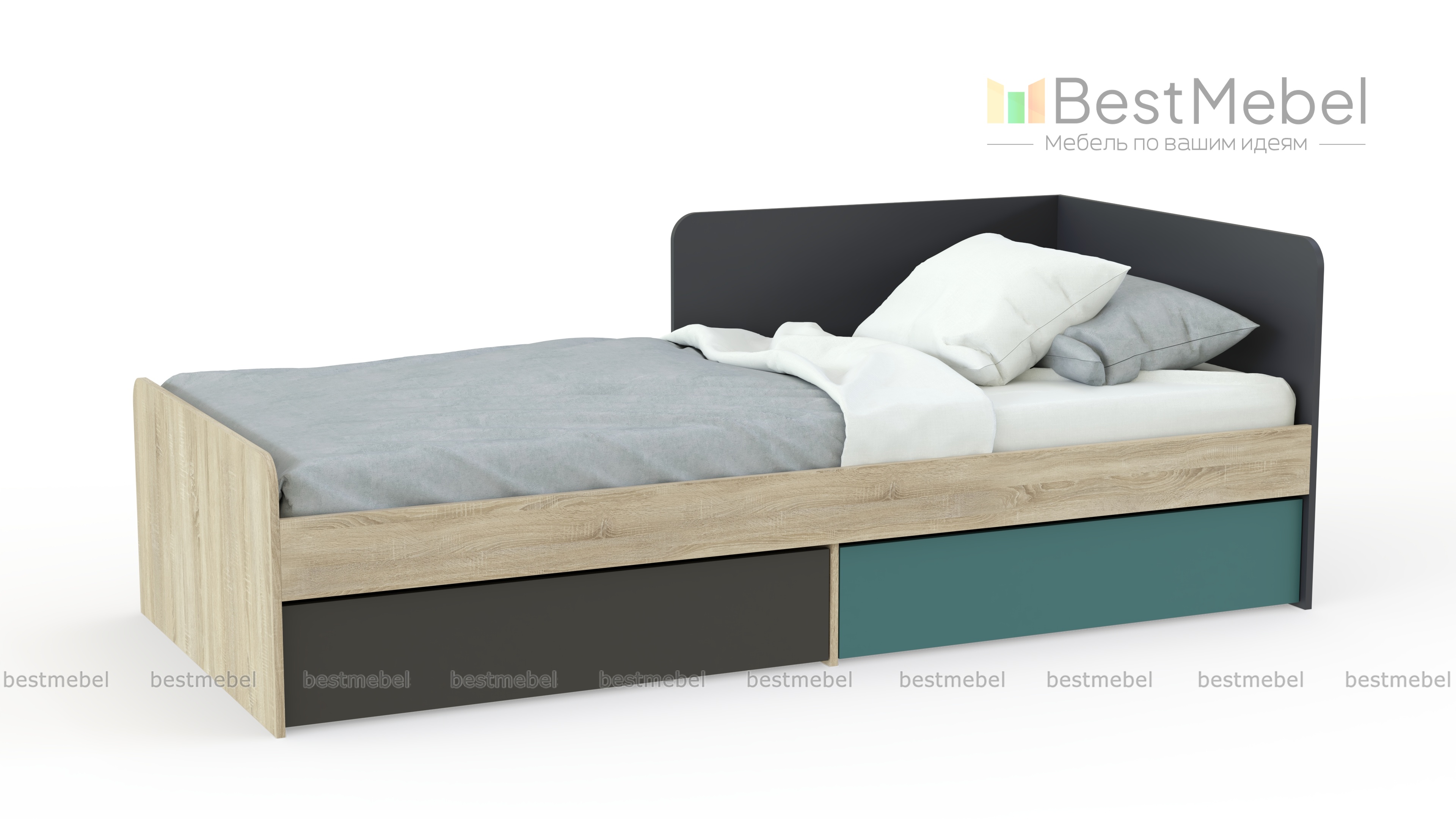 Кровать с 2-мя ящиками Jackie BMS