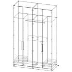 Шкаф распашной Остин Лайт 4 BMS(Белье - Платье - Платье - Белье (3 полки) (4))
