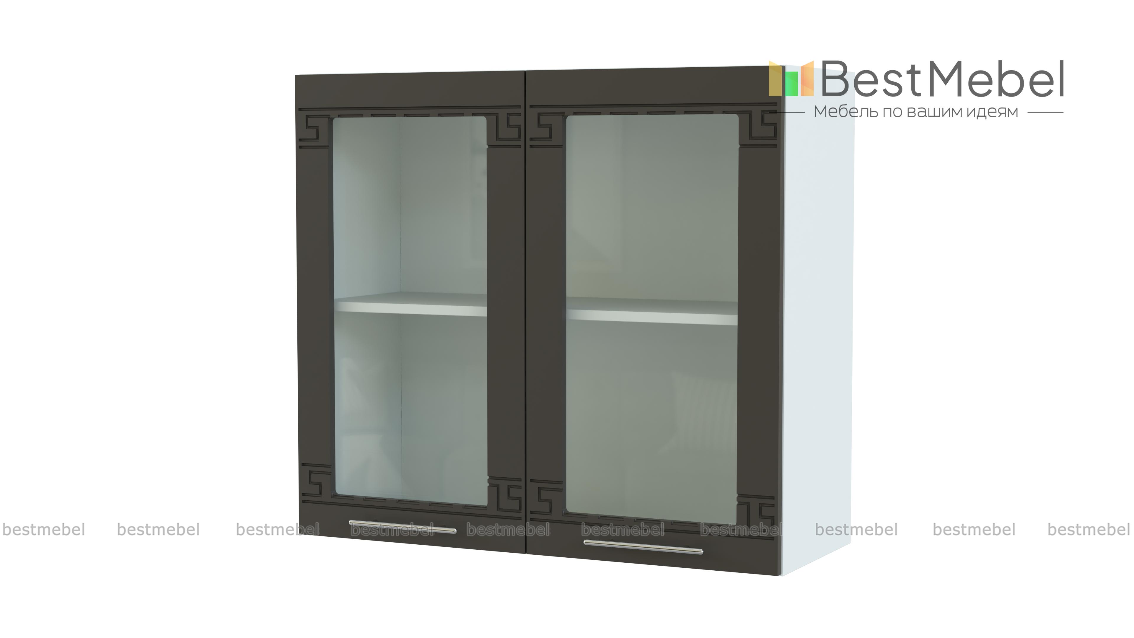 Шкаф навесной 2 двери со стеклом Греция BMS - Фото