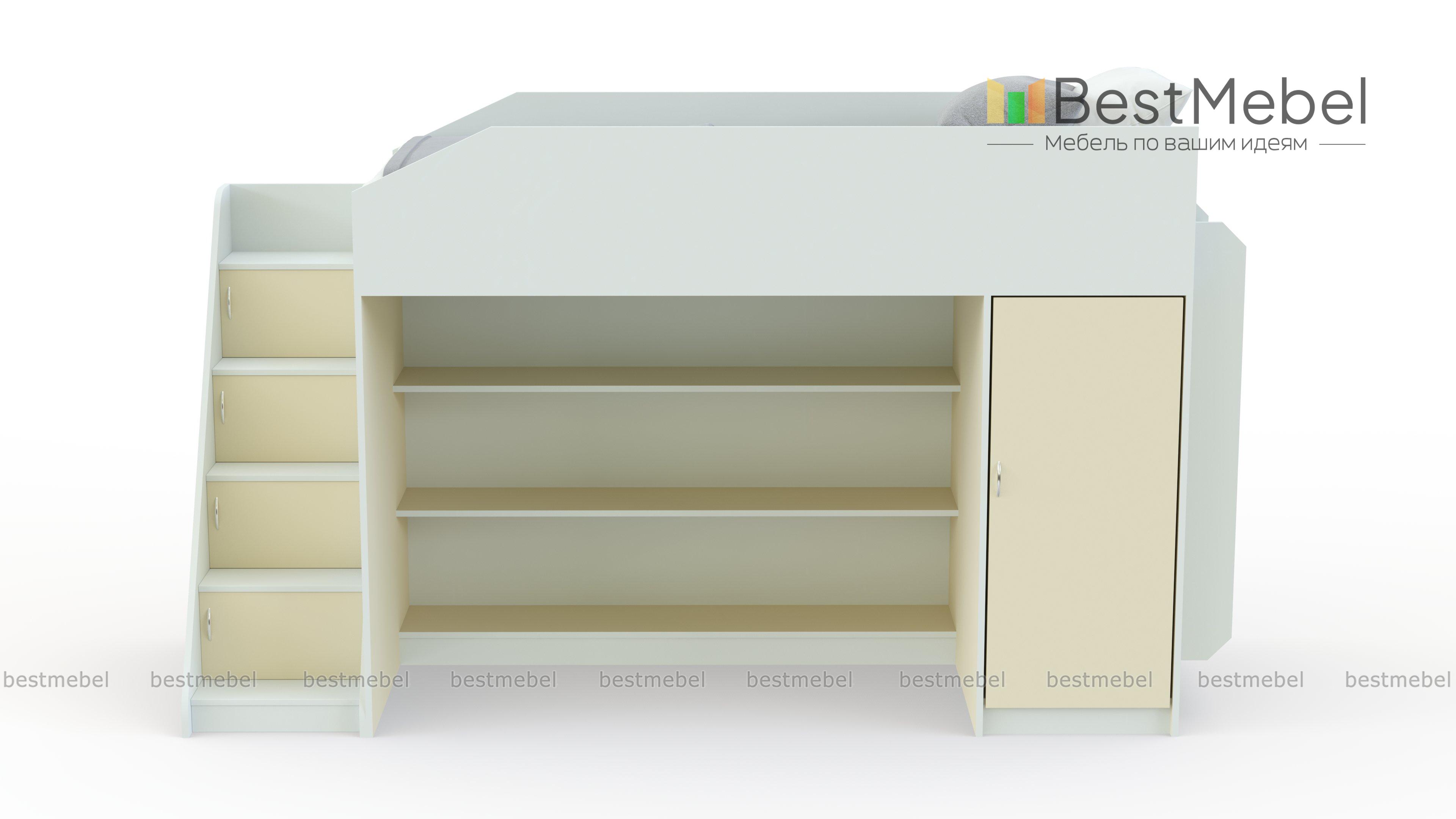Детская кровать-чердак Миф 11.4 с полками BMS - Фото
